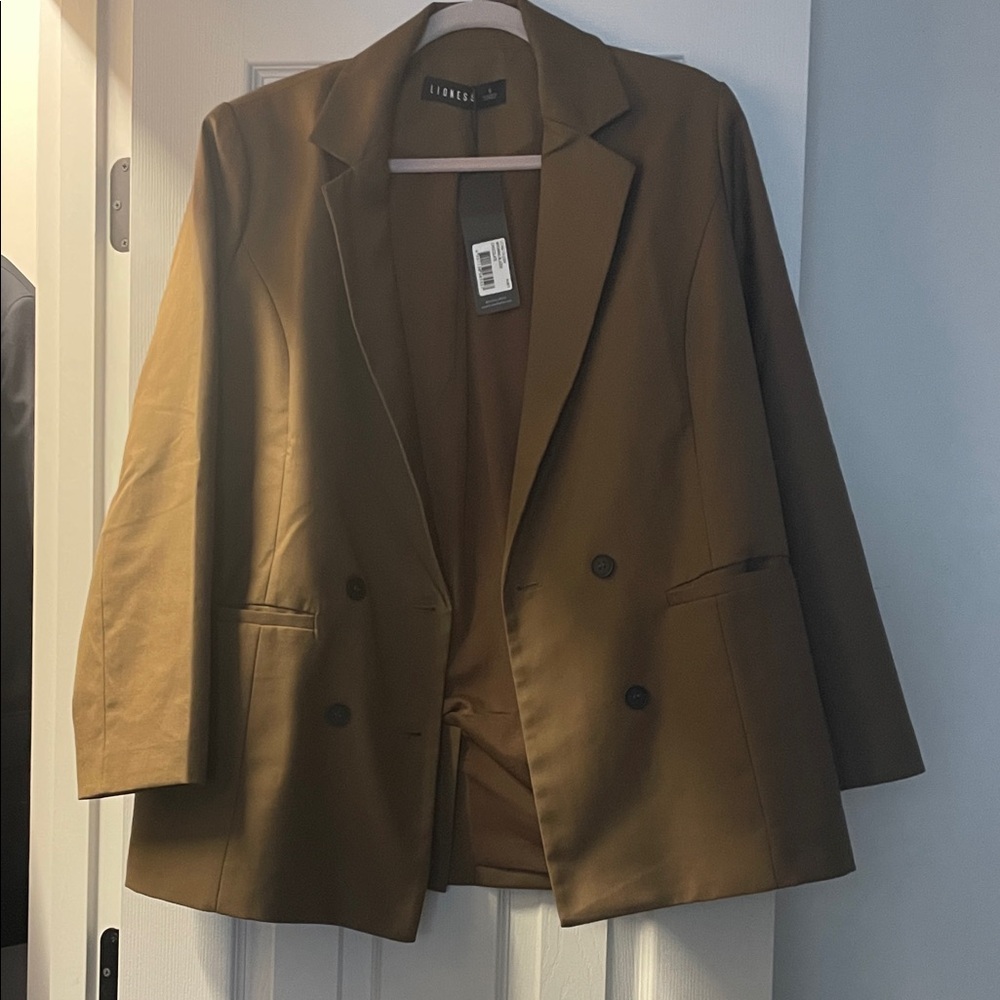 Lioness Tan Double-Breasted Blazer